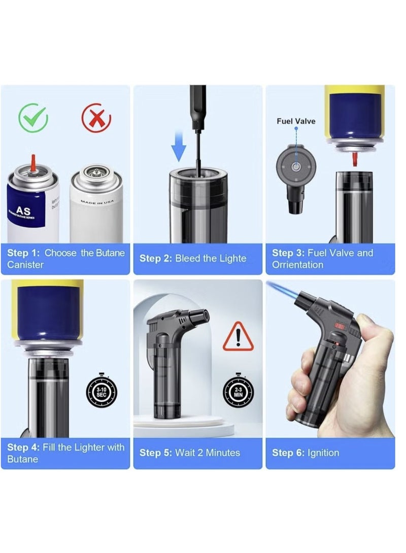 جت ولاعة غاز قابلة لإعادة التعبئة من جيت فليم للمطبخ - ولاعة جيب مقاومة للرياح للشواء، وإشعال النار، وإشعال الشموع، سهلة الاستخدام - Image 4